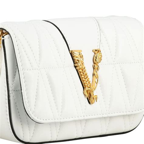 versace white handbags|Versace black shoulder bag.